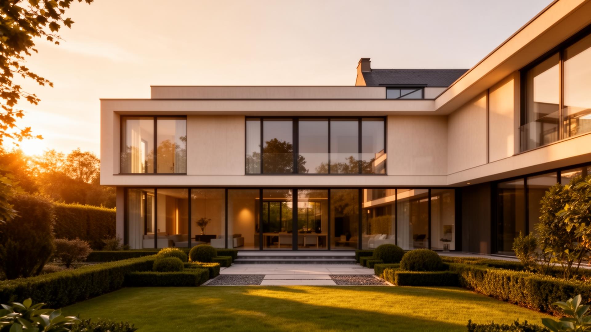 Maison contemporaine à l'heure dorée